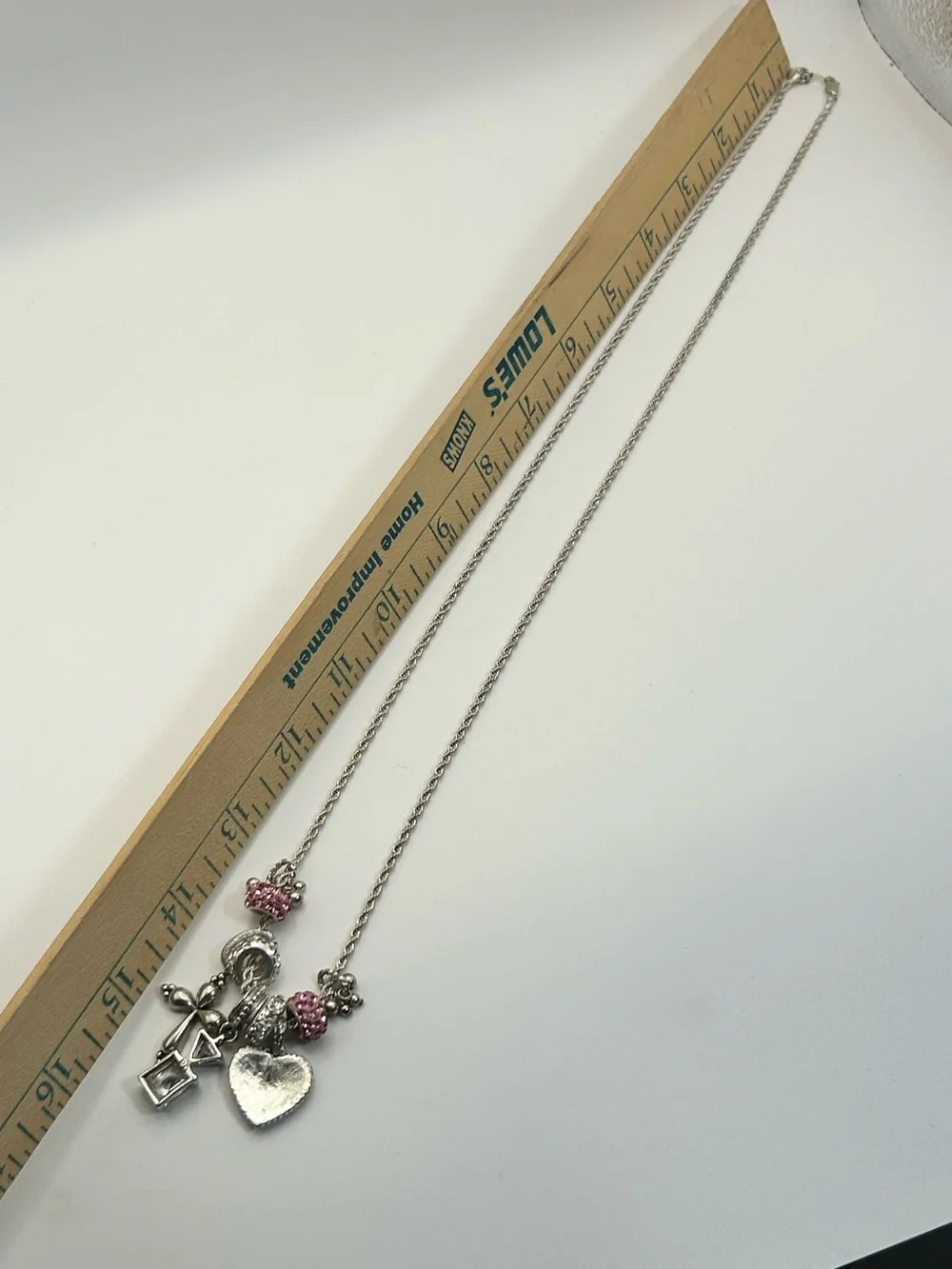 Sparkling Pink Crystals Charm Necklace Silver-tone Cross 30